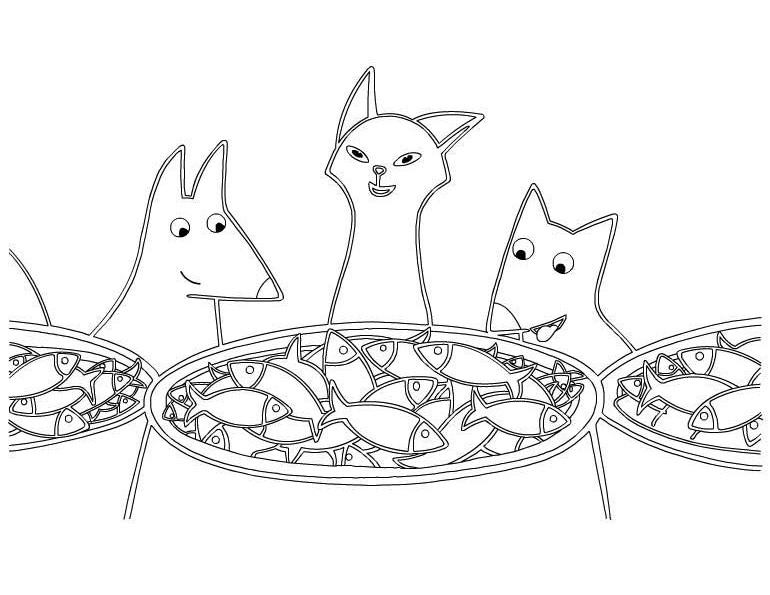 Kolorowanka z Kotami i Rybami - Kreatywna Zabawa dla Dzieci kolorowanka do druku